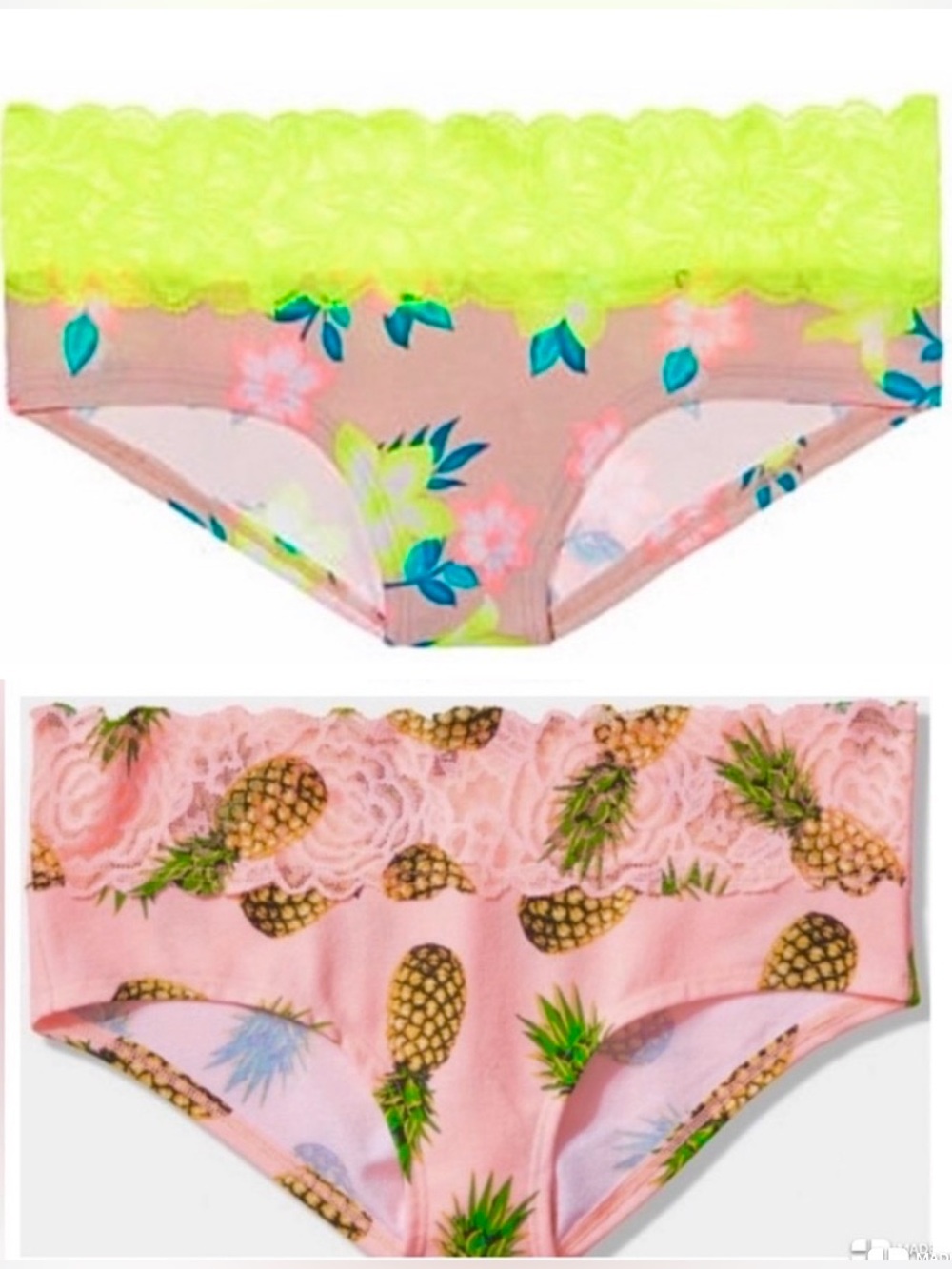 2 Victoria's Secret Pink Panties bundle pink cotton panties lace hipster floral